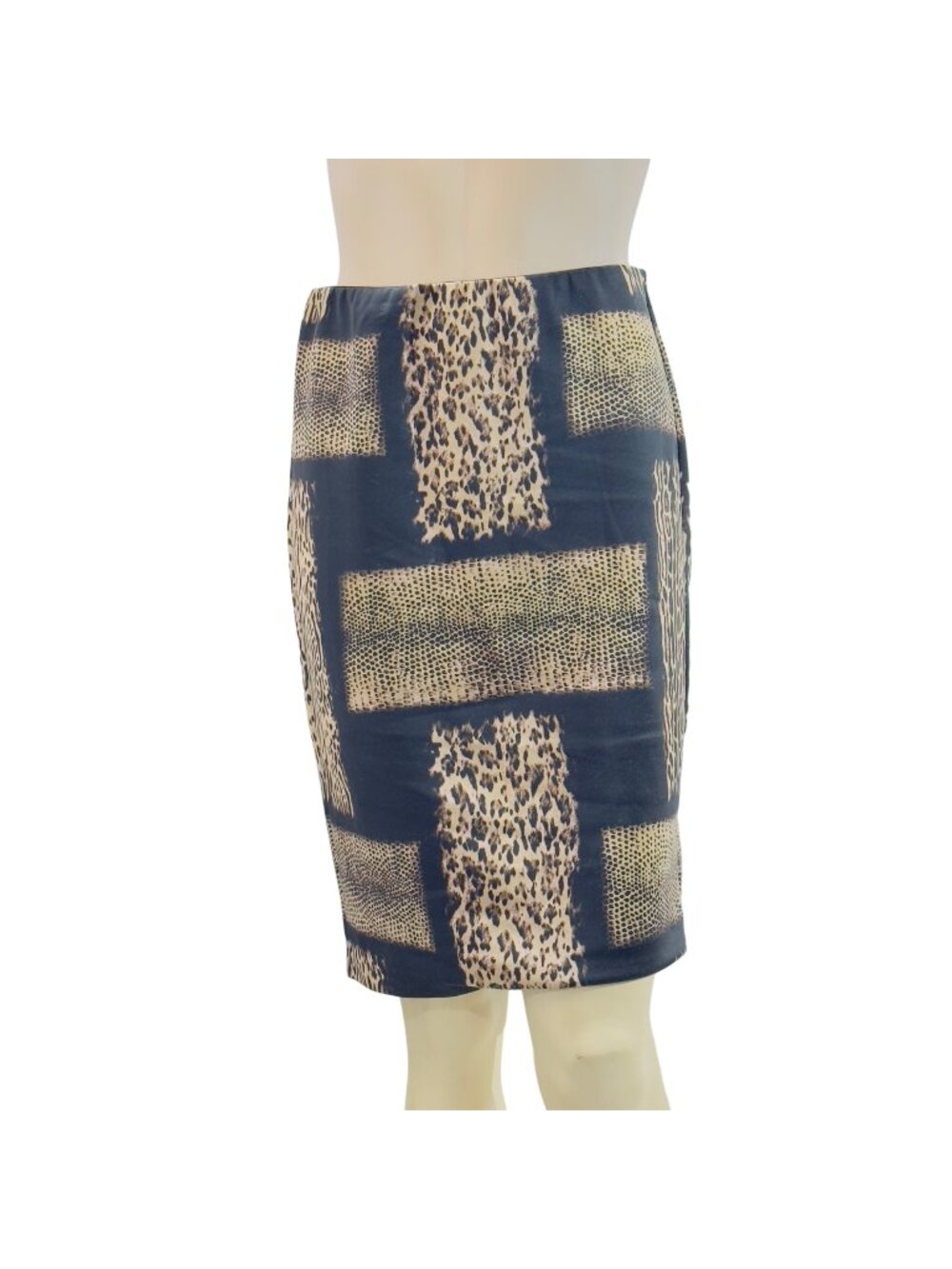 CARMEN MARC VALVO Women's Leopard Print Pencil Skirt Polyester Stretch Size S